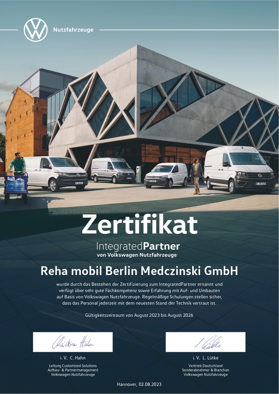 Reha mobil Berlin Medczinski GmbH Zertifikat IntegratedPartner