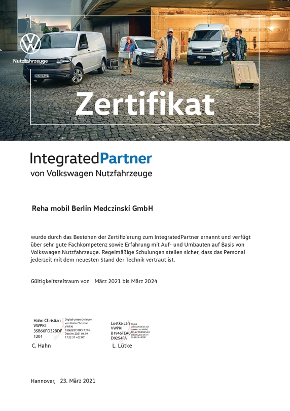zertifikat vw integrated partner
